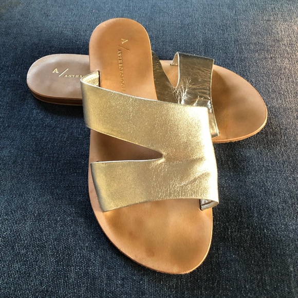 Anthropologie Classic Metallic Slide Sandals size 7 - Picture 8 of 8